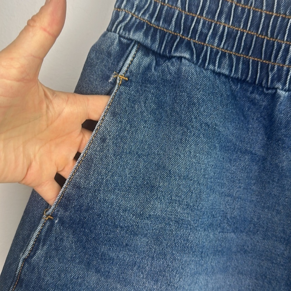BDG Pull-On Denim Boxer Shorts Lg High Rise Smocked Elastic Waist Cotton Jean - Picture 5 of 16